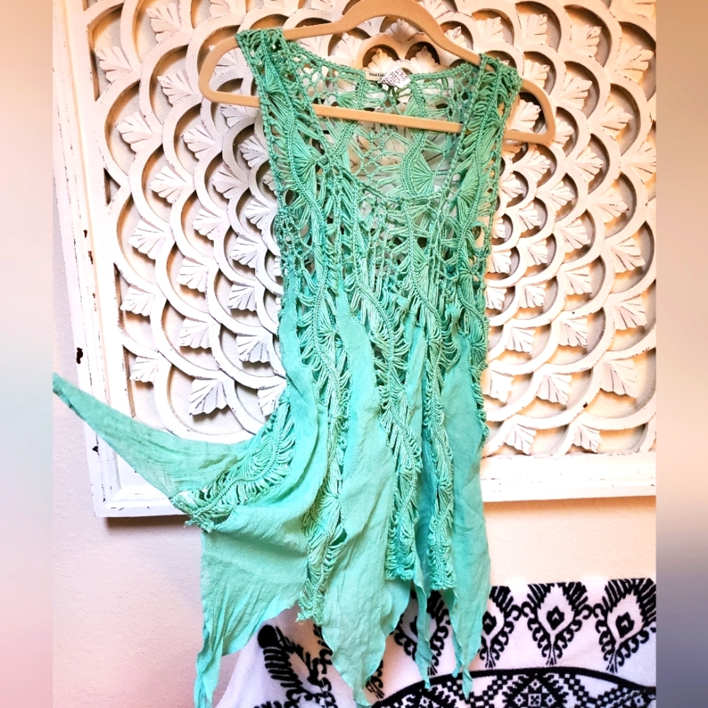 Garden Fairycore Crochet Scarf Hem Tank Vivid Collection of NY Medium
